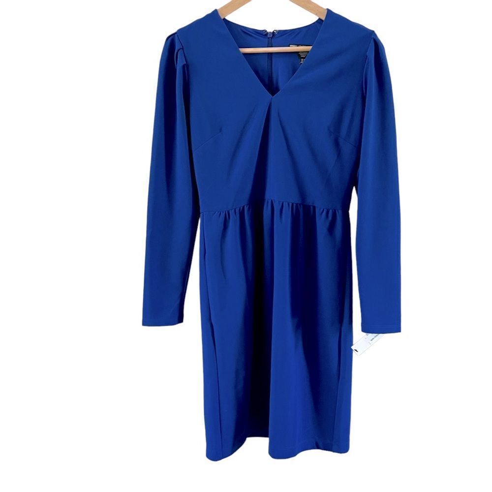 Maggy London v neck 3/4 sleeve royal blue dress ladies size 2